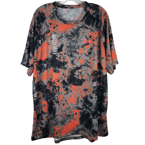 NWT Under Armour Mens T-Shirt UA Polyester Logo Loose Camo Black Orange Gray XXL - Picture 1 of 9